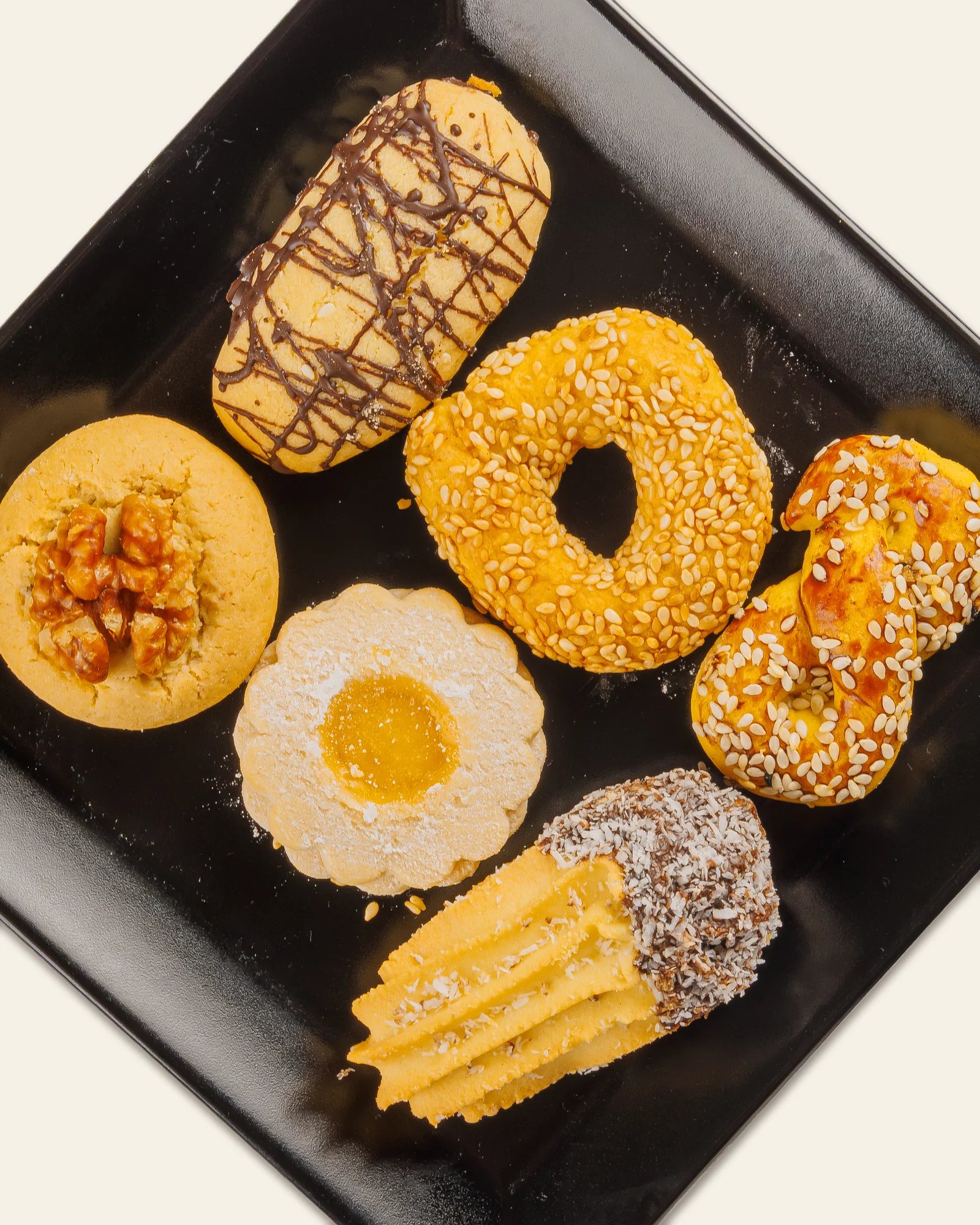 Gemischte süße Cookies – von oben, Nahaufnahme
